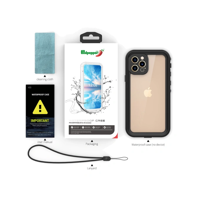 Redpepper Dot Plus Waterproof Backcover Apple iPhone 12 Pro - Zwart