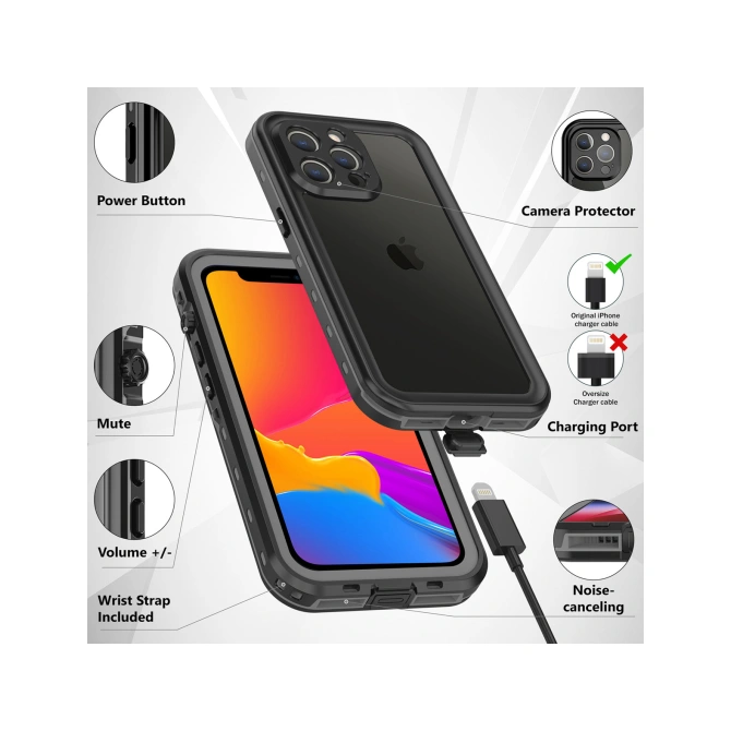 Redpepper Dot Plus Waterproof Backcover Apple iPhone 13 Pro Max - Zwart