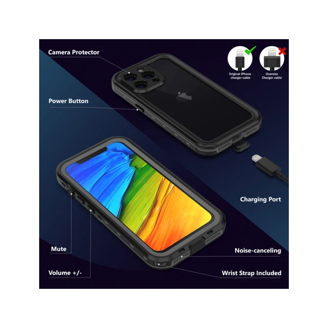 Redpepper Dot Plus Waterproof Backcover Apple iPhone 13 Pro - Zwart