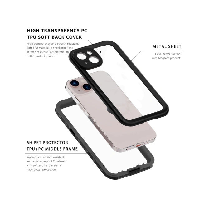 Redpepper Dot Plus Waterproof Backcover Apple iPhone 14 Plus - Zwart