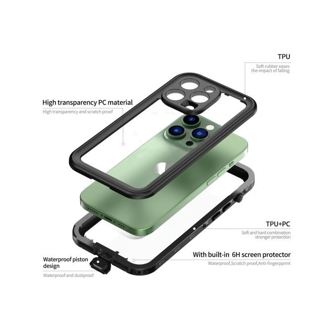 Redpepper Dot Plus Waterproof Backcover Apple iPhone 14 Pro - Zwart