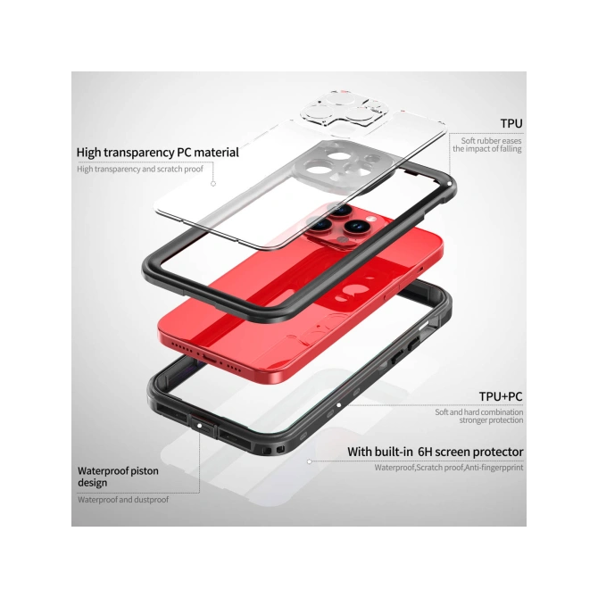 Redpepper Dot Plus Waterproof Backcover Apple iPhone 15 Pro Max - Zwart