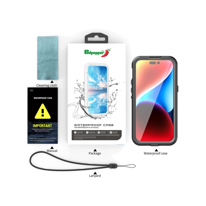 Redpepper Dot Plus Waterproof Backcover Apple iPhone 15 Pro Max - Zwart