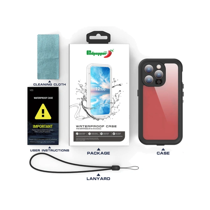 Redpepper Dot Plus Waterproof Backcover Apple iPhone 15 Pro - Zwart
