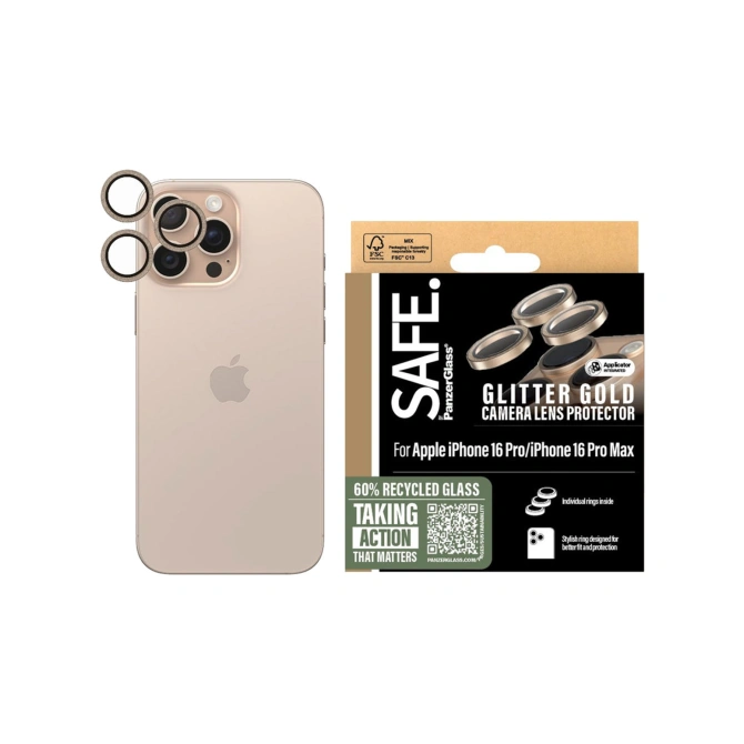 SAFE by PanzerGlass Camera Lens Protector Apple iPhone 16 Pro / 16 Pro Max - Glitter Gold