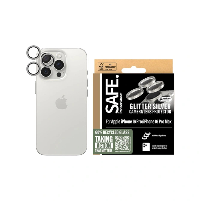 SAFE by PanzerGlass Camera Lens Protector Apple iPhone 16 Pro / 16 Pro Max - Glitter Silver