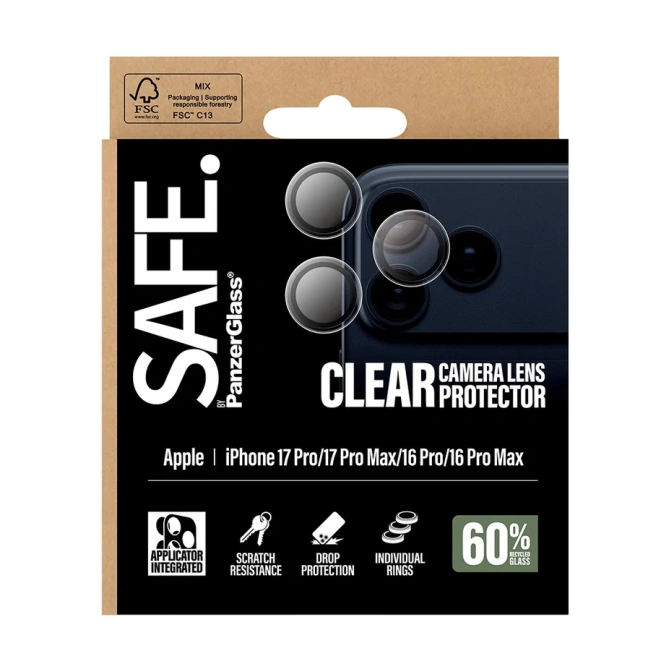 SAFE by PanzerGlass Camera Lens Protector Apple iPhone 17 Pro / 17 Pro Max - Transparant