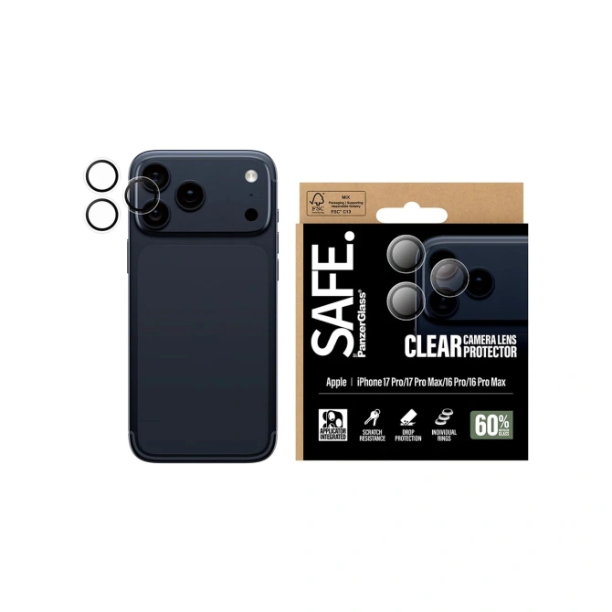 SAFE by PanzerGlass Camera Lens Protector Apple iPhone 17 Pro / 17 Pro Max - Transparant