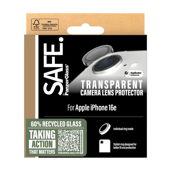 SAFE by PanzerGlass Camera Lens Protector Apple iPhone 17e / 16e - Transparant