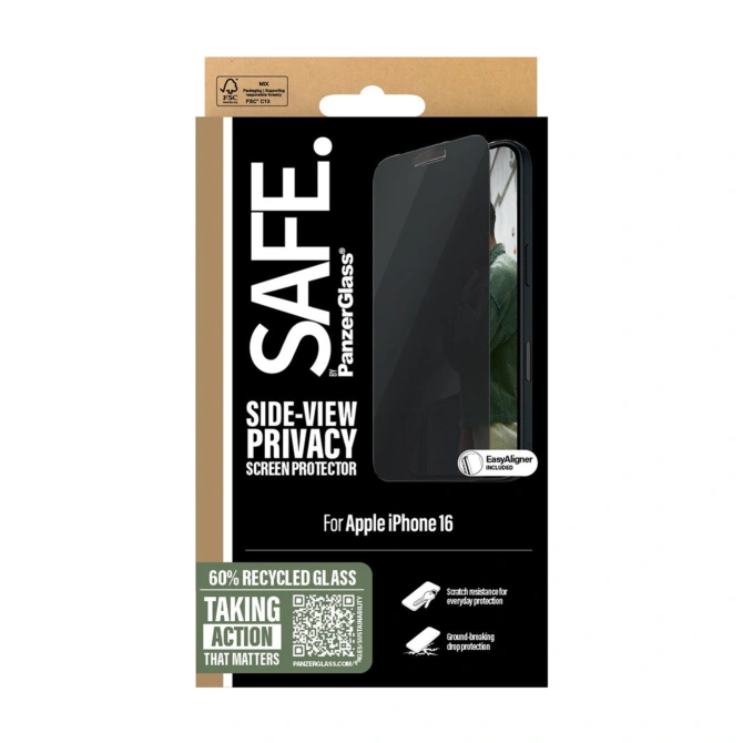 SAFE by PanzerGlass Privacy Screenprotector Ultra Wide Fit met applicator Apple iPhone 16