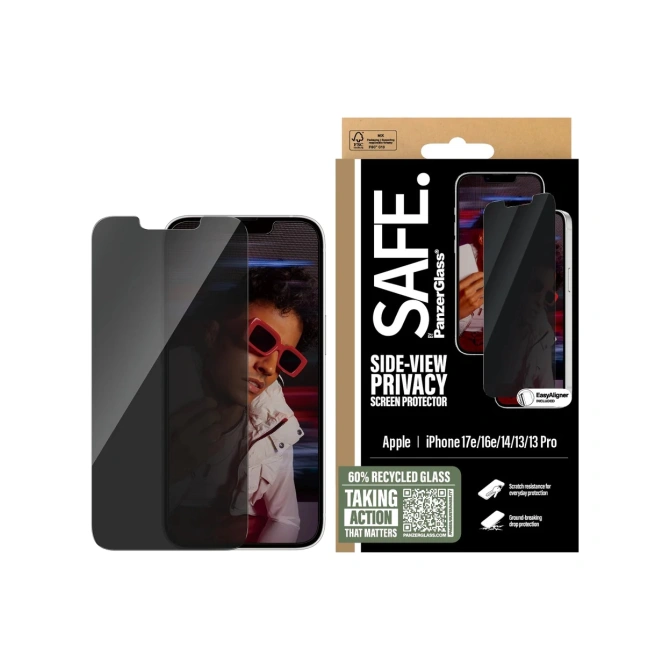 SAFE by PanzerGlass Privacy Screenprotector Ultra Wide Fit met applicator Apple iPhone 17e / 16e