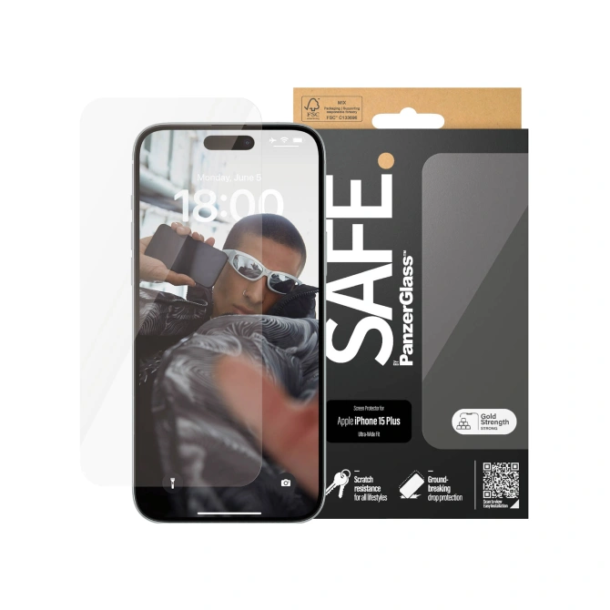 SAFE by PanzerGlass Ultra-Wide Fit Screenprotector Apple iPhone 15 Plus