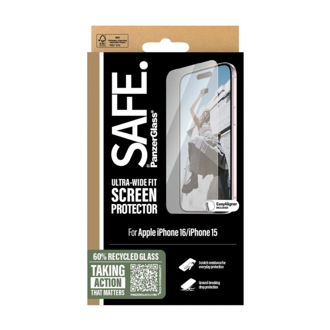 SAFE by PanzerGlass Ultra-Wide Fit Screenprotector Apple iPhone 16
