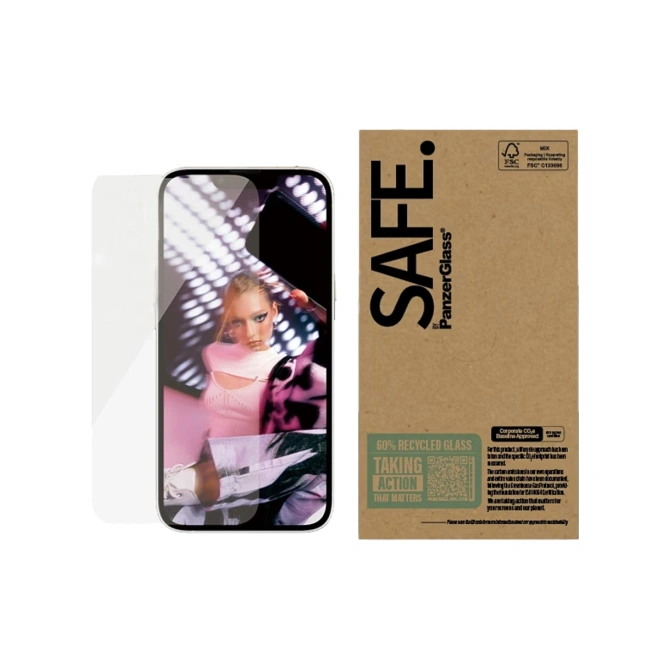 SAFE by PanzerGlass Ultra Wide-Fit Screenprotector in Fabrieksverpakking Apple iPhone 17e / 16e / 14 / 13 / 13 Pro