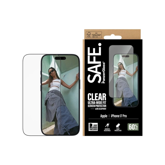 SAFE by PanzerGlass Ultra-Wide Fit Screenprotector met EasyAligner Apple iPhone 17 Pro