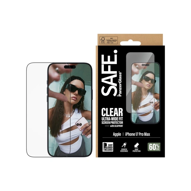 SAFE by PanzerGlass Ultra-Wide Fit Screenprotector met EasyAligner Apple iPhone 17 Pro Max
