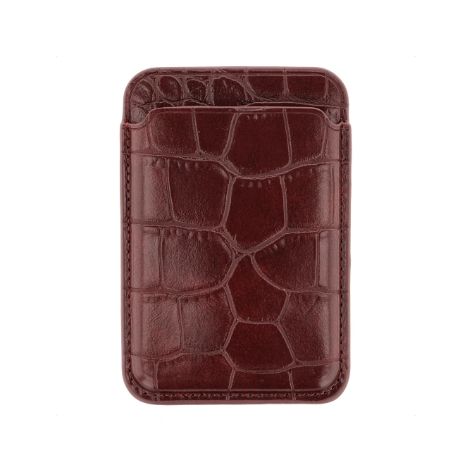 Selencia Croco Pashouder met MagSafe - Burgundy
