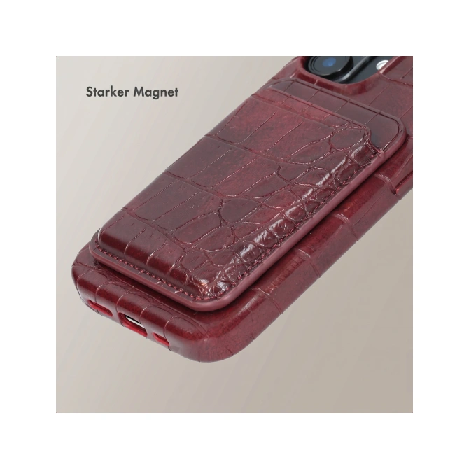 Selencia Croco Pashouder met MagSafe - Burgundy