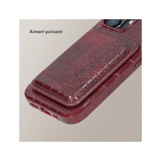 Selencia Croco Pashouder met MagSafe - Burgundy