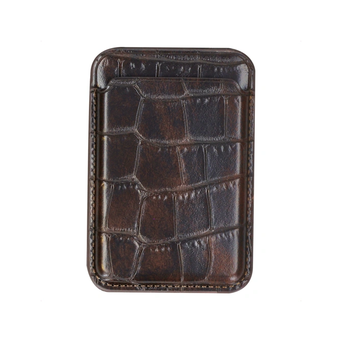 Selencia Croco Pashouder met MagSafe - Choco Brown