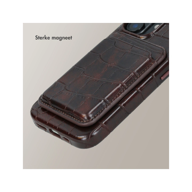 Selencia Croco Pashouder met MagSafe - Choco Brown