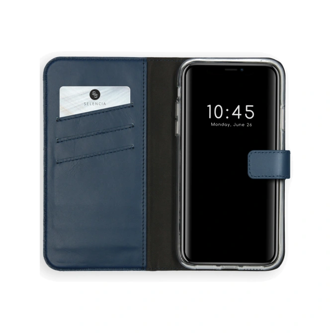 Selencia Echt Leren Bookcase Apple iPhone 11 - Blauw