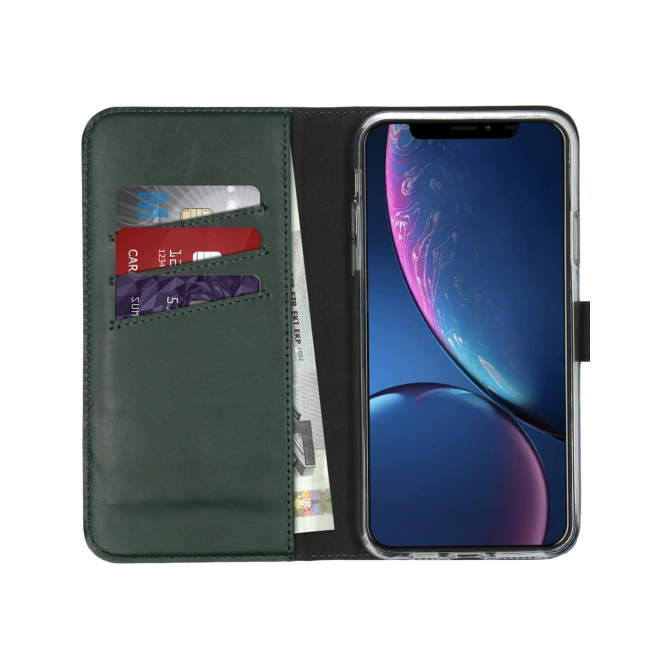 Selencia Echt Leren Bookcase Apple iPhone 11 Pro Max - Groen