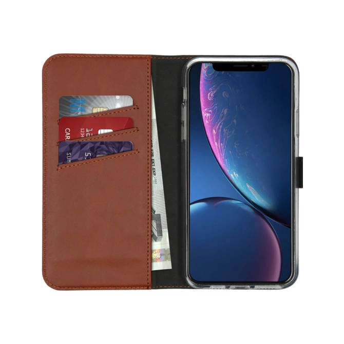 Selencia Echt Leren Bookcase Apple iPhone 11 Pro Max - Lichtbruin