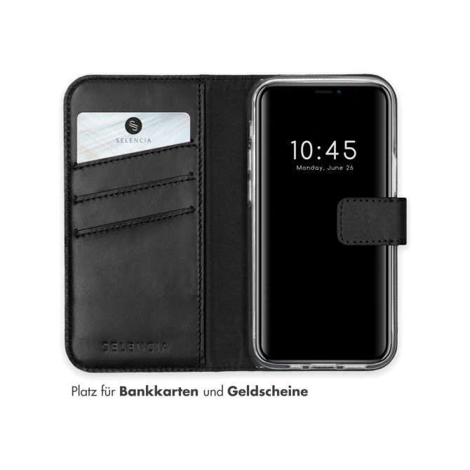 Selencia Echt Leren Bookcase Apple iPhone 12 Mini - Zwart