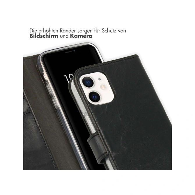 Selencia Echt Leren Bookcase Apple iPhone 12 Mini - Zwart