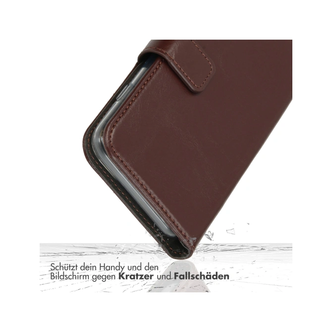 Selencia Echt Leren Bookcase Apple iPhone 12 (Pro) - Bruin
