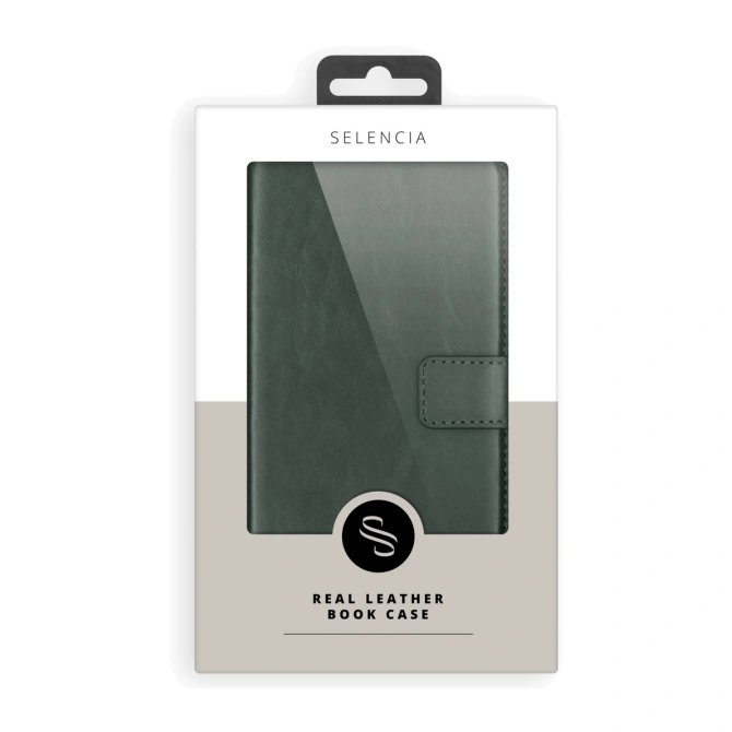 Selencia Echt Leren Bookcase Apple iPhone 12 (Pro) - Groen