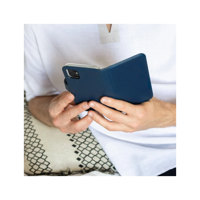 Selencia Echt Leren Bookcase Apple iPhone 12 Pro Max - Blauw