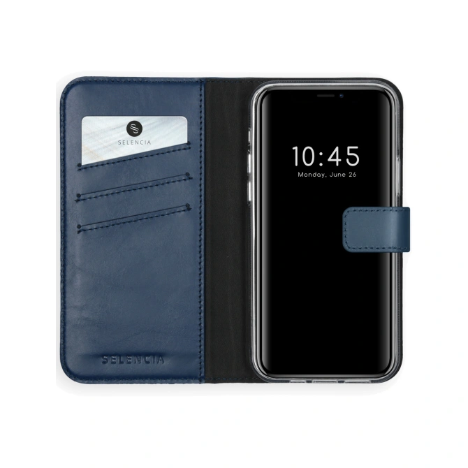 Selencia Echt Leren Bookcase Apple iPhone 12 Pro Max - Blauw