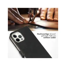 Selencia Echt Leren Bookcase Apple iPhone 12 Pro Max - Zwart