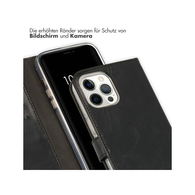 Selencia Echt Leren Bookcase Apple iPhone 12 Pro Max - Zwart
