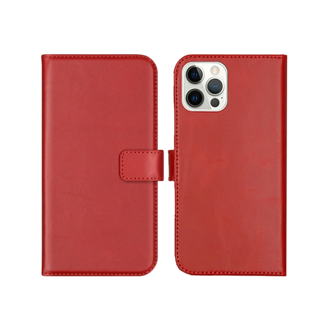Selencia Echt Leren Bookcase Apple iPhone 12 (Pro) - Rood