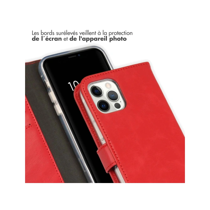 Selencia Echt Leren Bookcase Apple iPhone 12 (Pro) - Rood