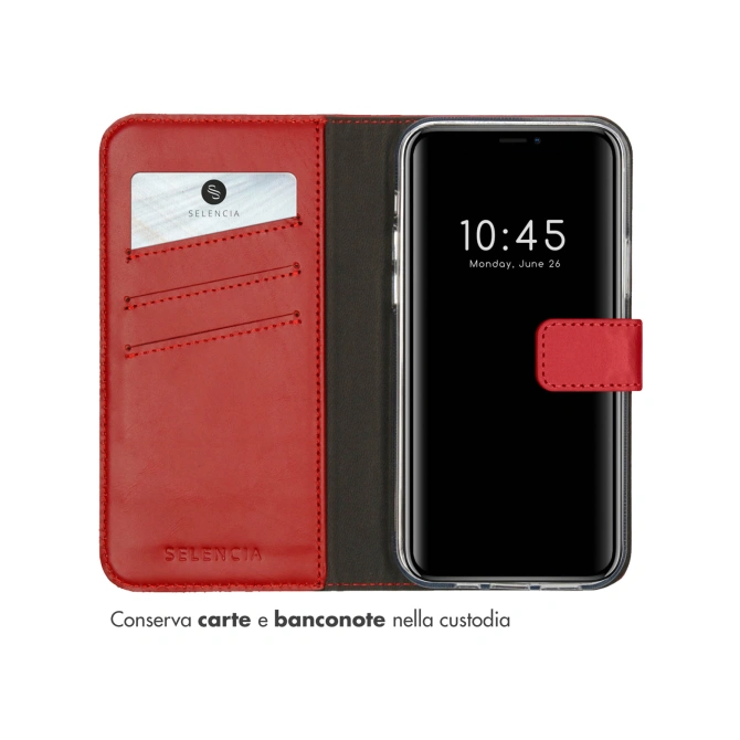 Selencia Echt Leren Bookcase Apple iPhone 12 (Pro) - Rood