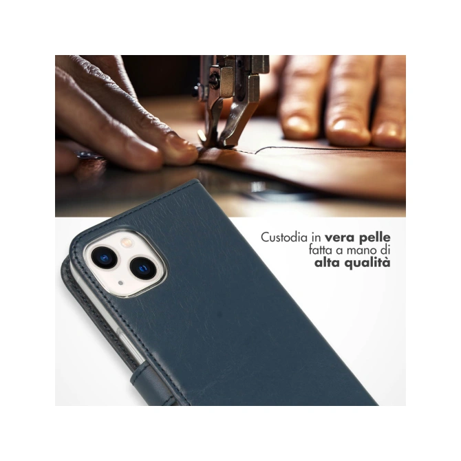 Selencia Echt Leren Bookcase Apple iPhone 13 - Blauw