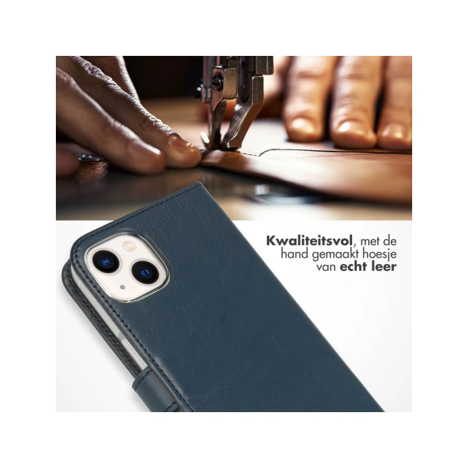 Selencia Echt Leren Bookcase Apple iPhone 13 - Blauw
