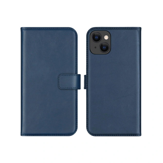 Selencia Echt Leren Bookcase Apple iPhone 13 - Blauw