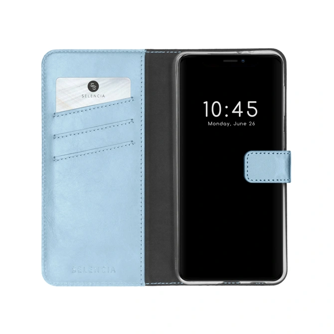 Selencia Echt Leren Bookcase Apple iPhone 13 Mini - Air Blue
