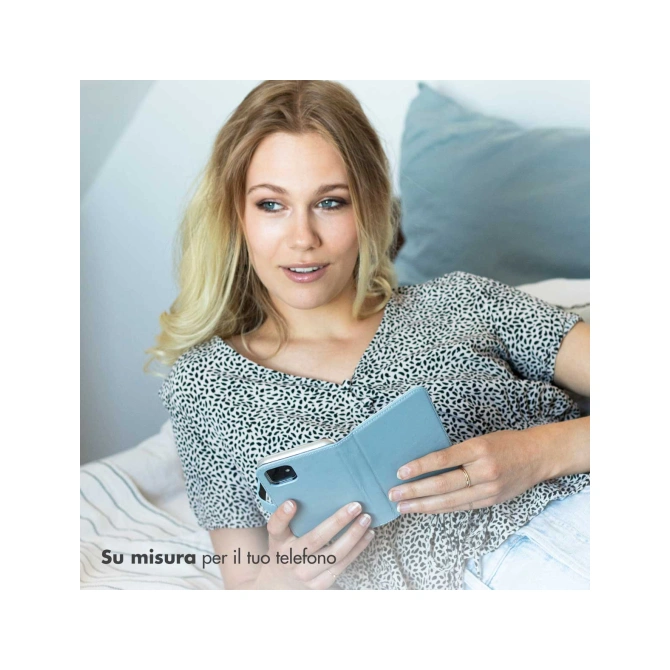 Selencia Echt Leren Bookcase Apple iPhone 13 Mini - Air Blue