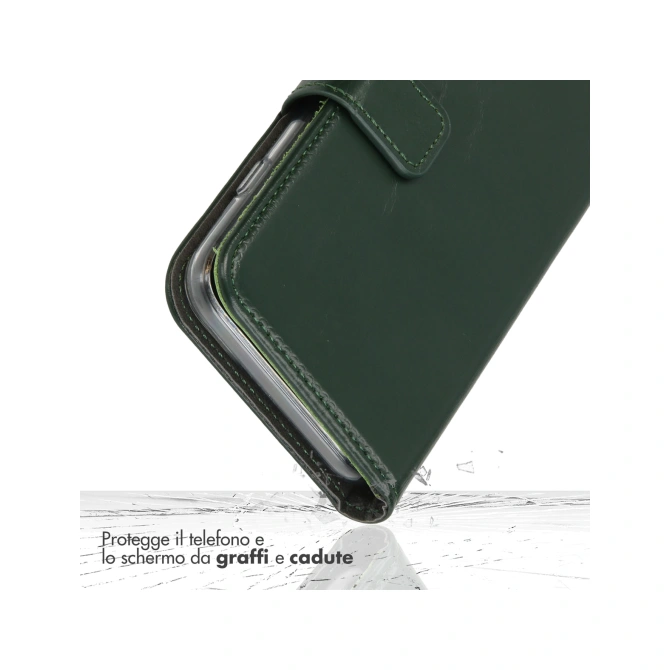 Selencia Echt Leren Bookcase Apple iPhone 13 Mini - Groen