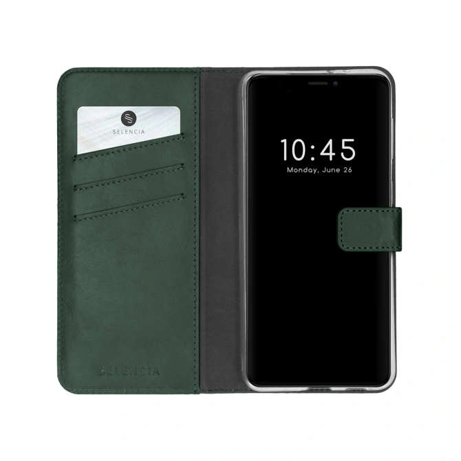 Selencia Echt Leren Bookcase Apple iPhone 13 Mini - Groen