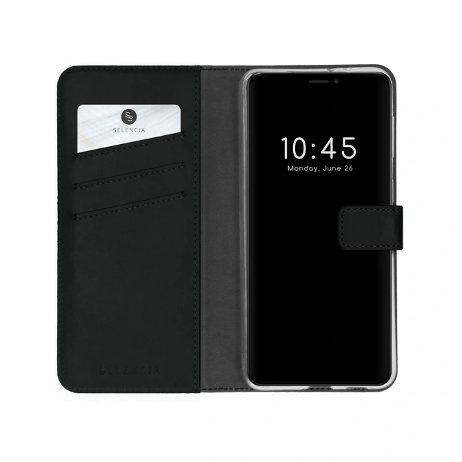Selencia Echt Leren Bookcase Apple iPhone 13 Pro Max - Zwart