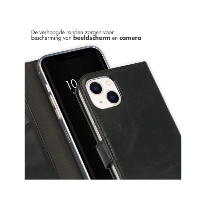 Selencia Echt Leren Bookcase Apple iPhone 13 - Zwart
