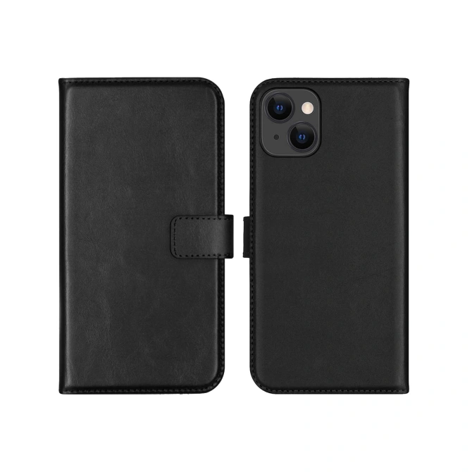 Selencia Echt Leren Bookcase Apple iPhone 13 - Zwart