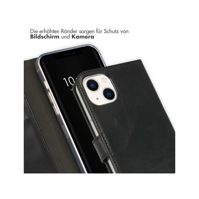 Selencia Echt Leren Bookcase Apple iPhone 13 - Zwart